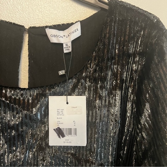 Gibson Latimer Metallic Sparkle Black Cocktail Party Dress Size XL NWT - Picture 5 of 7